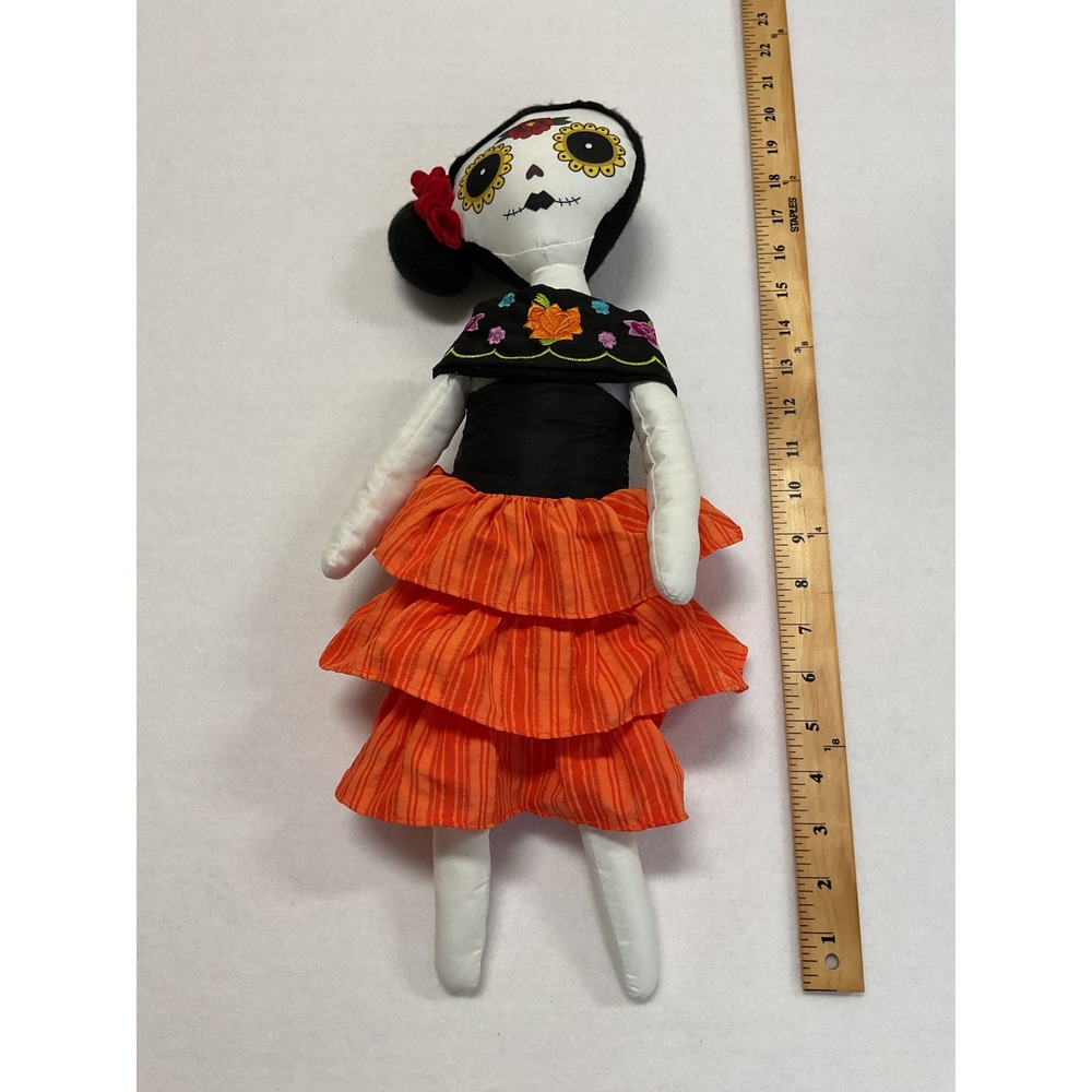 Debi Lilly Day of the Dead Doll Fiesta Sugar Skull Sitting Plush 21 Inch Decor - Picture 4 of 4